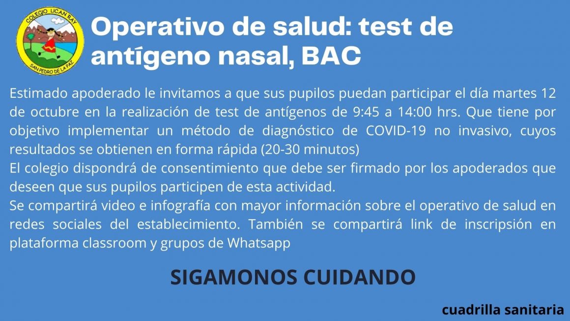 OPERATIVO DE SALUD: TEST ANTÍGENO NASAL BA